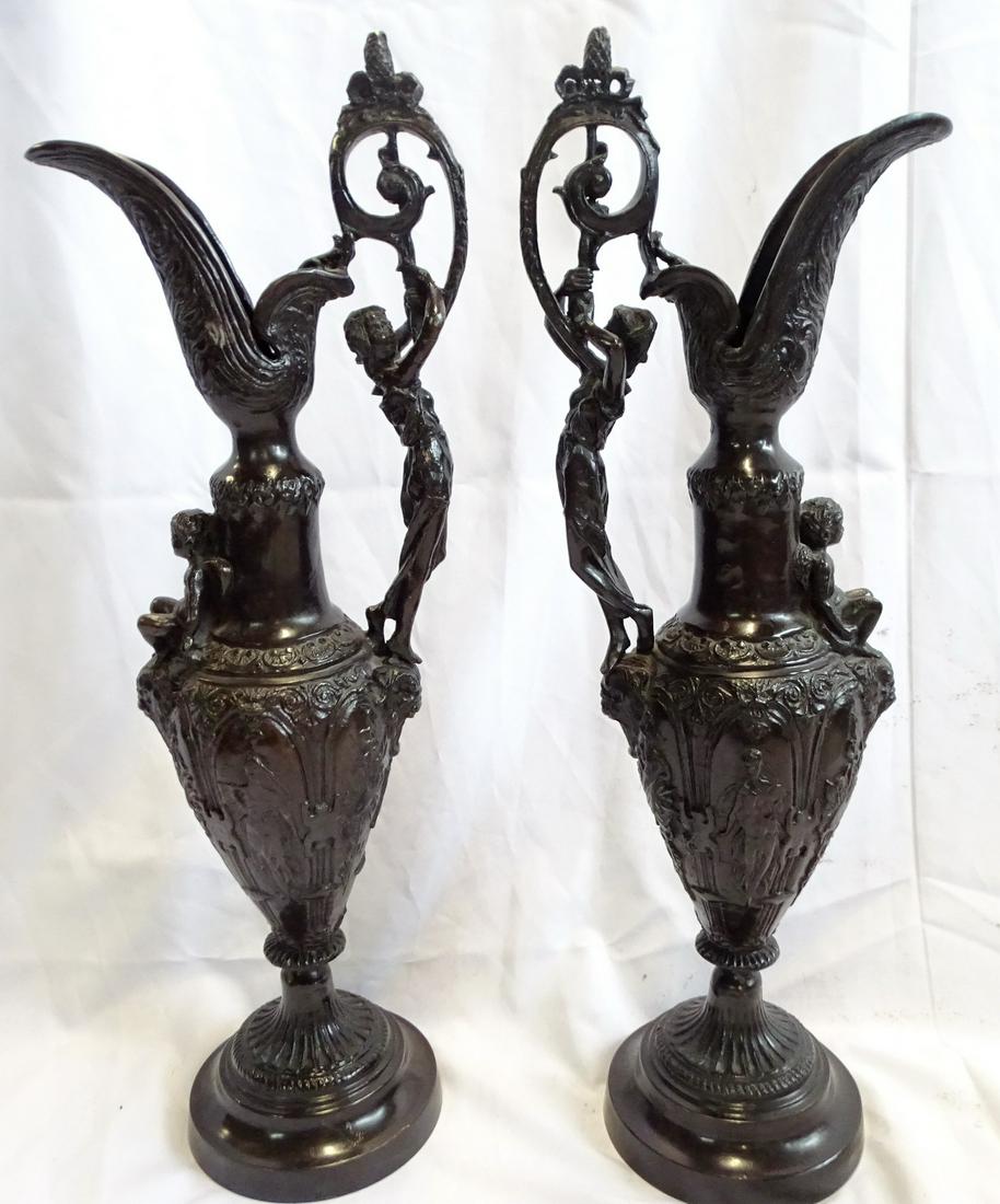 PAIR OF FIGURAL EWERS 24''H: PAIR OF FIGURAL EWERS 24''H