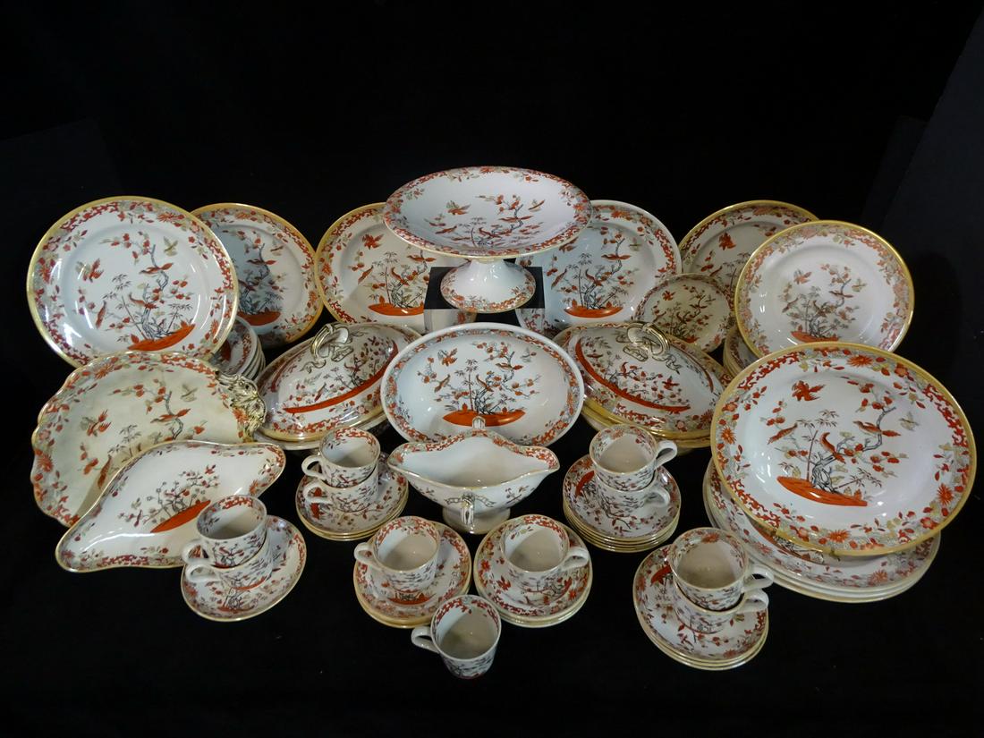 66 PCS. MINTONS "PEACH TREE BIRDS" PATTERN DINNERWARE, 9.5" DINNER PLATE (1 of 20)