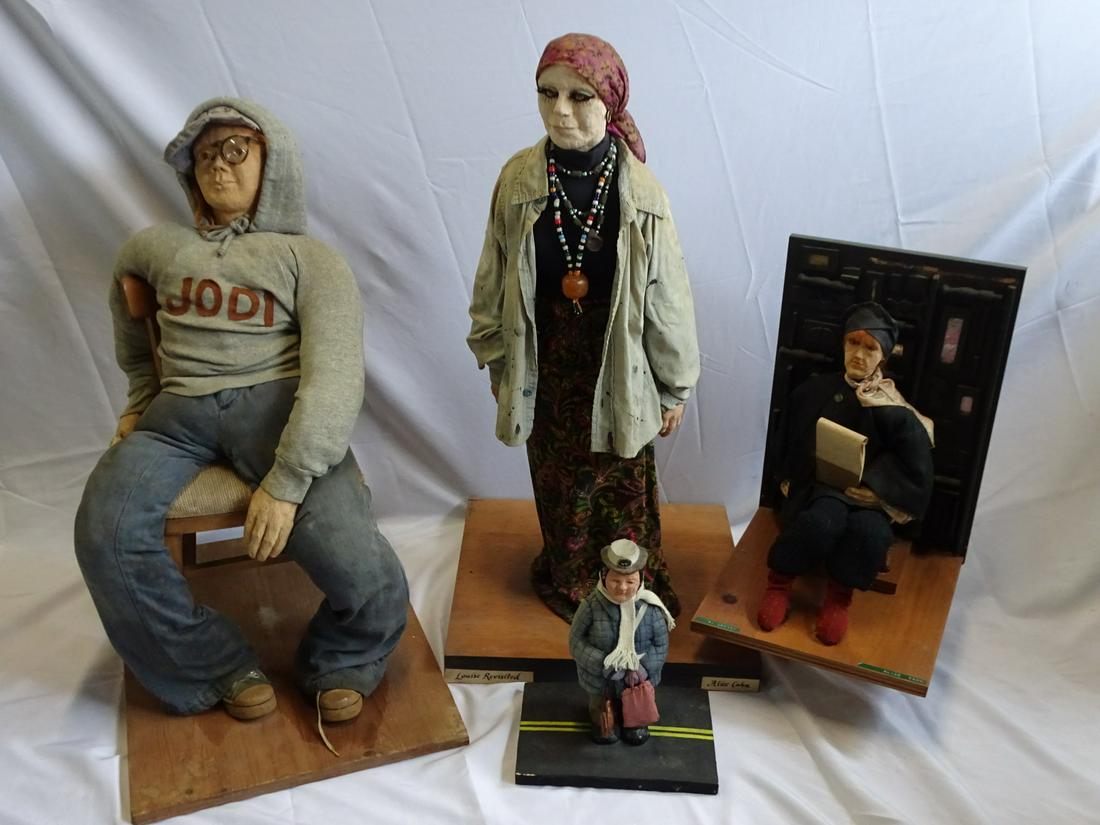 GROUP OF 4 ALICE CAHN PAPIER MACHE SCULPTURES, INCLUDING LOUISE NEVELSON: GROUP OF 4 ALICE CAHN PAPIER MACHE SCULPTURES, INCLUDING LOUISE NEVELSON