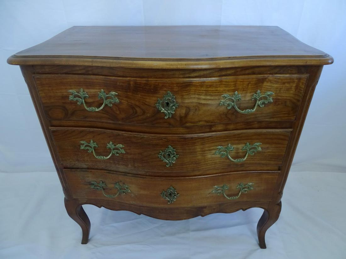 PROVINCIAL WALNUT LOUIS XV LATE 19C 3 DRAWER COMMODE 33.5 X 34 X 21.5 (1 of 9)