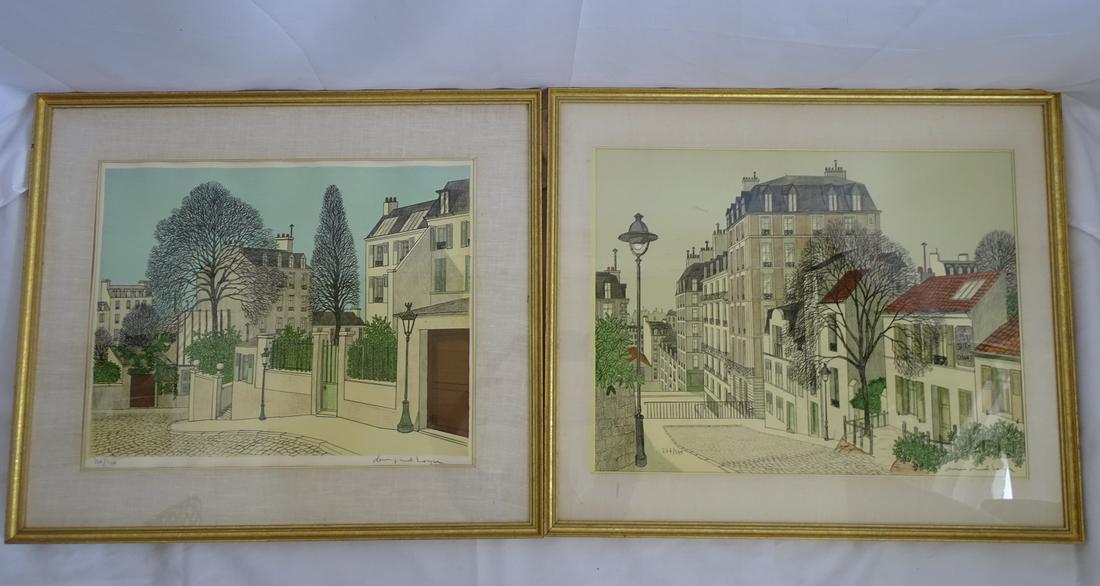 PAIR OF SIGNED DENIS PAUL NOYER LITHOGRAPHS, 17.75 X 24 IMAGE, 26 X 29 OVERALL (1 of 16)