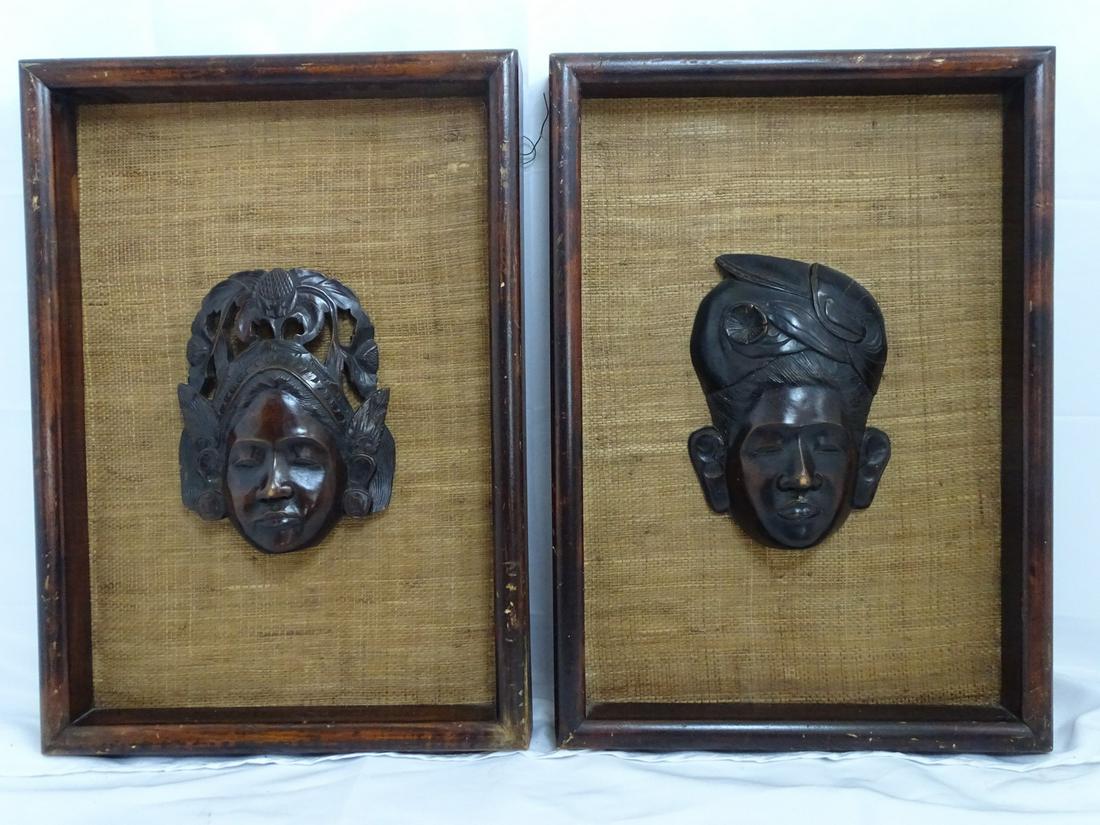PAIR OF FRAMED ASIAN MASKS (24X18) (1 of 11)