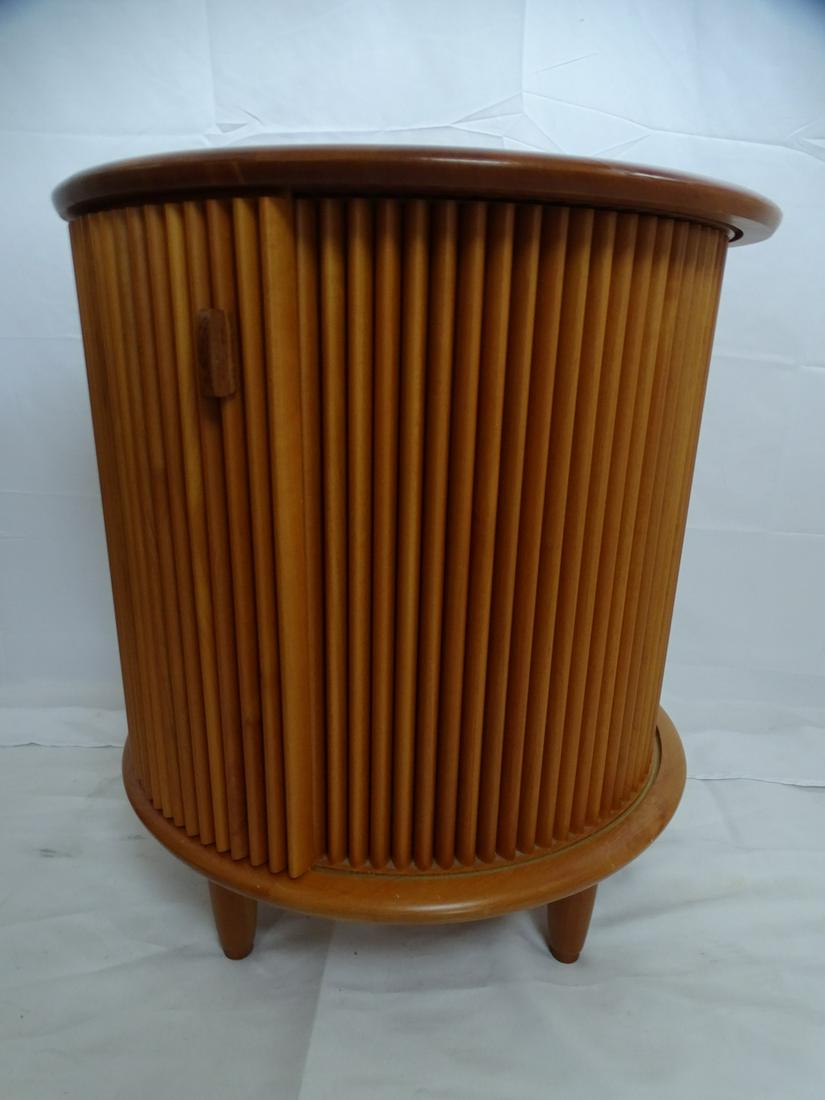 MALOFANCON ROUND TAMBOUR DOOR SIDE TABLE 25X22''DIA..: MALOFANCON ROUND TAMBOUR DOOR SIDE TABLE 25X22''DIA..