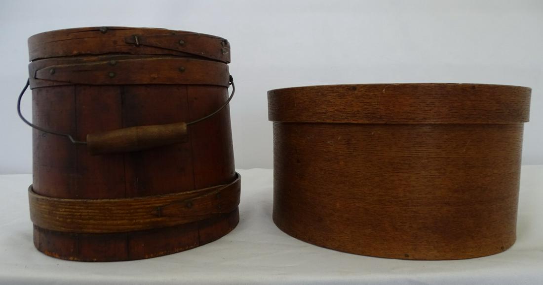 TWO FIRKIN ROUND BOXES, J. BURR AND M&CO. 5.5 X 10.25 LARGEST (1 of 16)