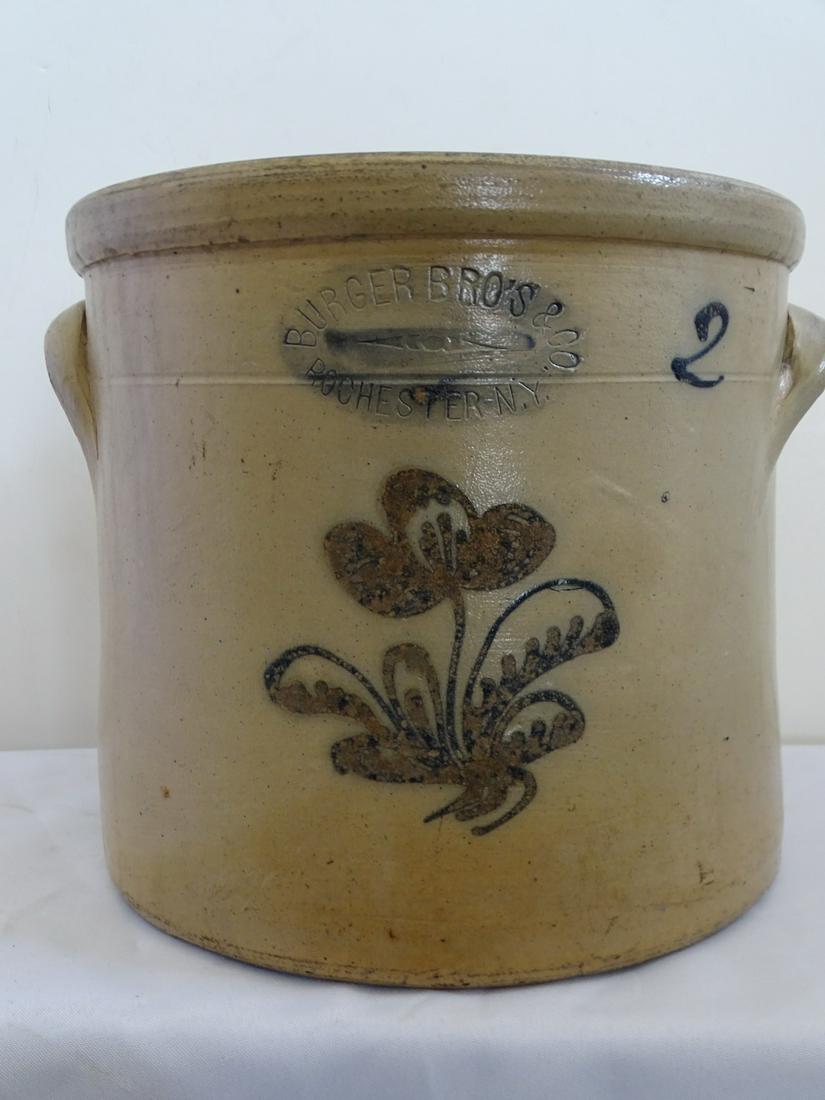 BURGER BROS. AND CO., ROCHESTER, NY CROCK, 9.5" TALL: BURGER BROS. AND CO., ROCHESTER, NY CROCK, 9.5" TALL