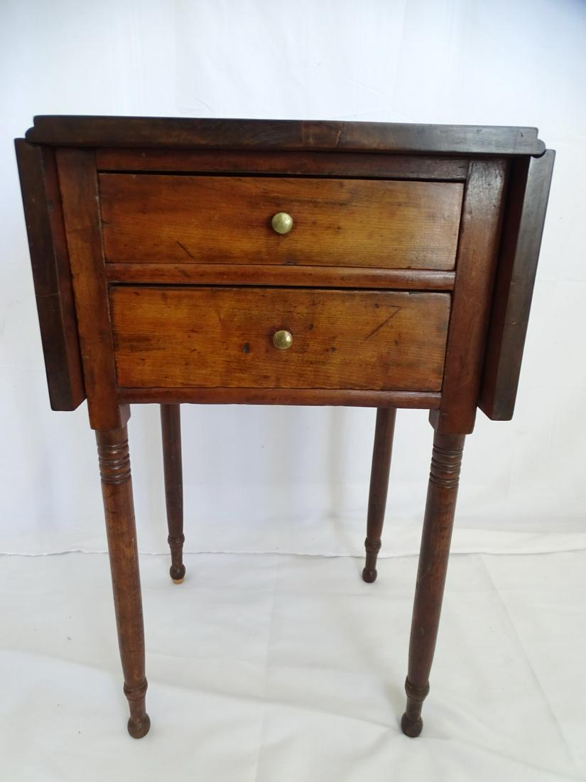 19C 2 DRAWER DROPLEAF NITE STAND 28.5X17.5X16: 19C 2 DRAWER DROPLEAF NITE STAND 28.5X17.5X16