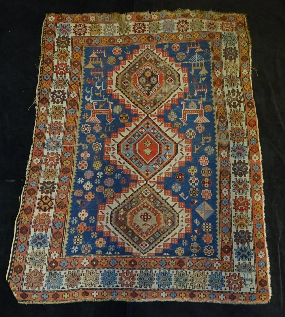 ANTIQUE CAUCASIAN RUG 3.10X5.1 (WORN AND TEAR) (1 of 12)