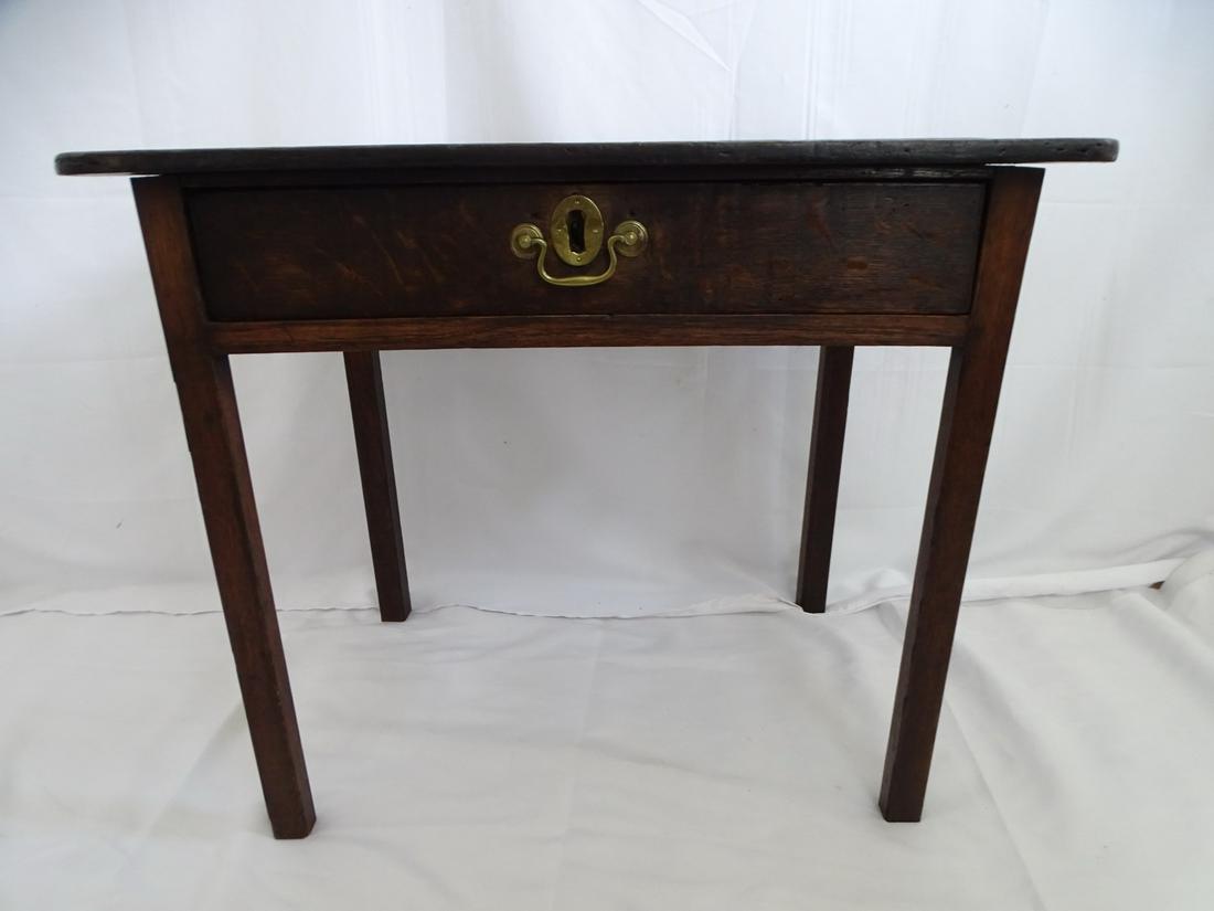 19C OAK 1 DRAWER TABLE 24X28X19: 19C OAK 1 DRAWER TABLE 24X28X19