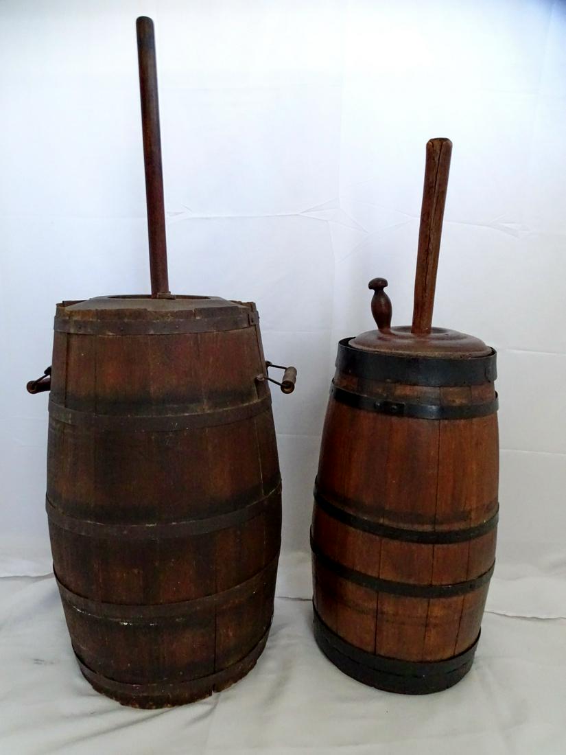 2 ANTIQUE BUTTER CHURNS 40''TALLEST (1 of 15)