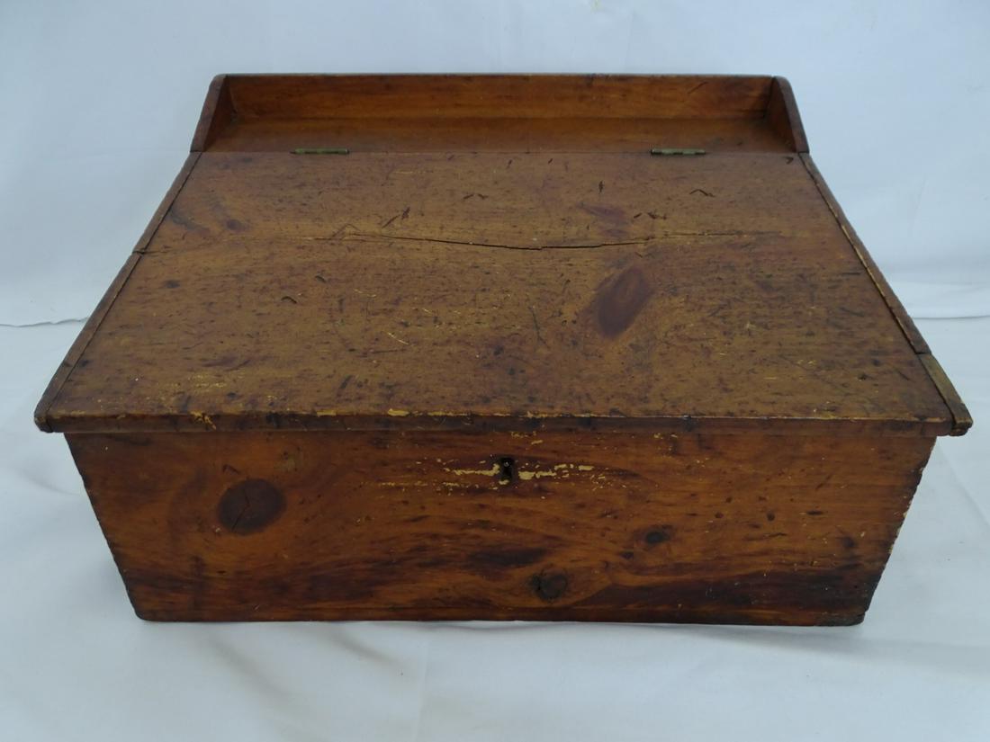 ANTIQUE PINE TABLE TOP DESK 10X19.5X16 (1 of 9)