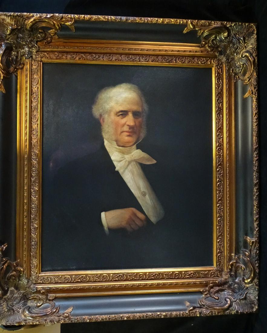 GILT FRAME PRINT ON CANVAS, PORTRAIT OF CORNELIUS VANDERBILT, 25 X 20.5 IMAGE, 35.5 X 31.25 OVERALL (1 of 10)