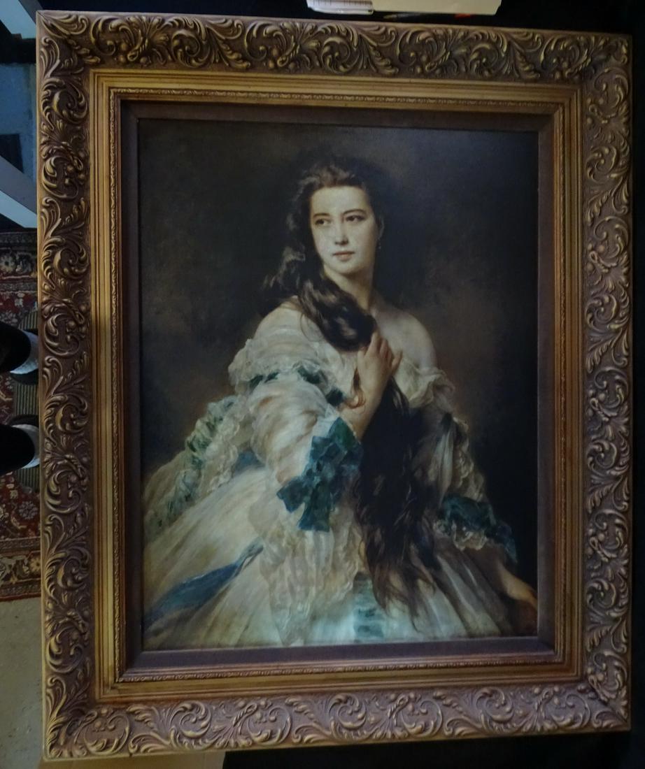 GILT FRAME PRINT ON CANVAS, PORTRAIT OF MADAME BARBE, 30.5 X 23.25 IMAGE, 41.25 X 34 OVERALL (1 of 8)