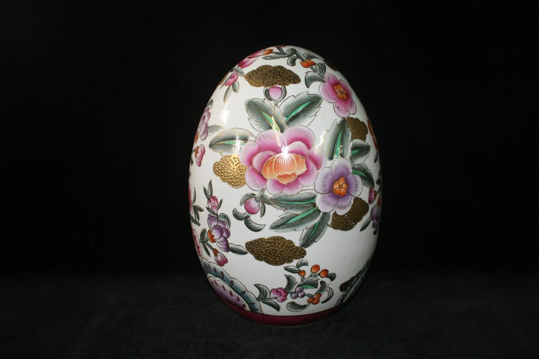 LARGE PORCELAIN EGG 15''H.: LARGE PORCELAIN EGG 15''H.