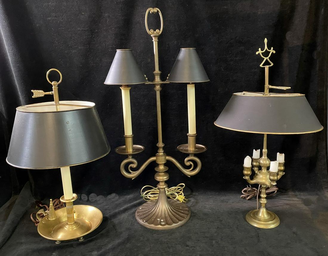 3 BRASS LAMPS W/TOLE SHADES 27'' TALLEST (1 of 11)