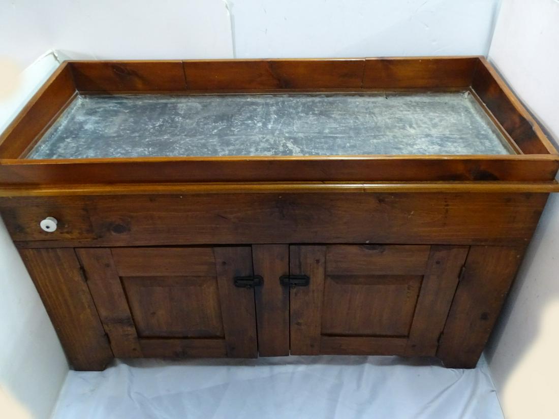 ANTIQUE PINE DRY SINK W/ZINK LINED TOP 33X55X24.5 (1 of 11)