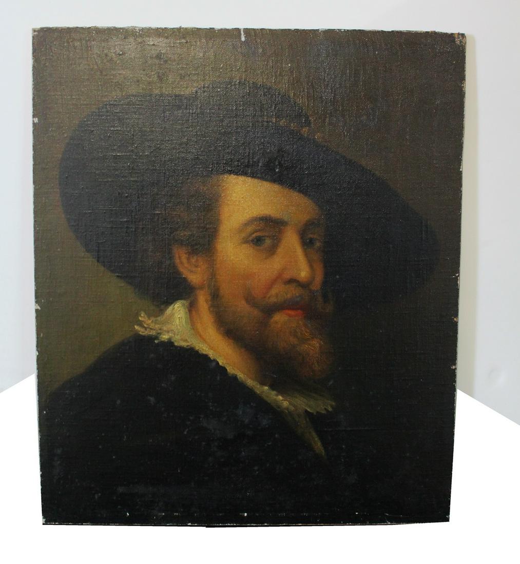 OIL ON CANVAS BOARD, PAINTING OF PETER PAUL RUEBENS, SOME CONDITION ISSUES, 20.25 X 17 OVERALL (1 of 9)