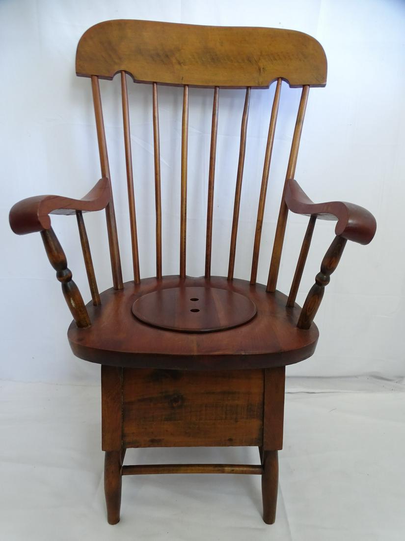 ANTIQUE PINE COMMODE CHAIR 40 X 22.5 X 22 (1 of 7)