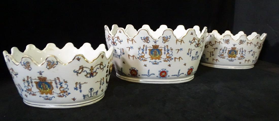 SET OF THREE CACHEPOTS WITH EMPIRE/CLASSICAL MOTIFS 6 X 12 X 10 (1 of 16)
