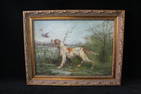 OIL ON BOARD CANVAS "SETTER IN THE FIELD" SIGNED E. P. HOLST 1909 13 X 17 OVERALL