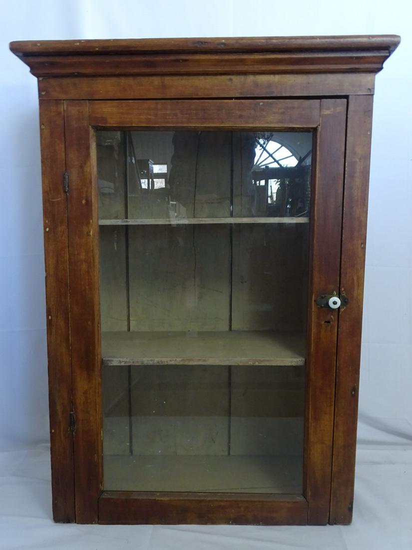 PINE GLASS DOOR CABINET 39.5 X 29 X 14.5 (1 of 14)