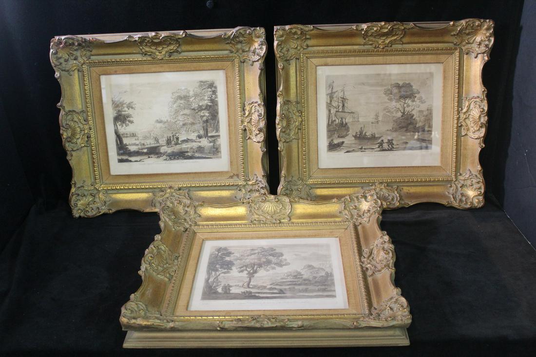 THREE GILT ENGLISH ENGRAVINGS (LOSSES TO ONE) 17.5 X 19.5 WITH FRAME (1 of 19)