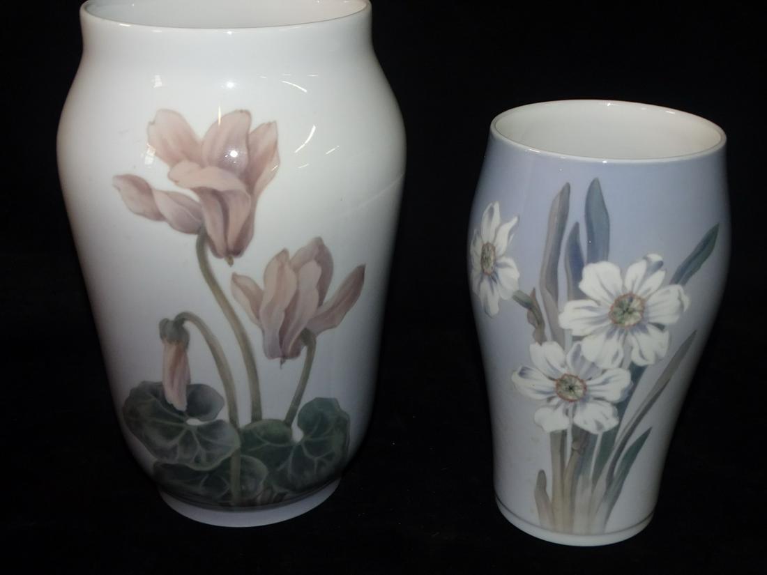 2 ROYAL COPENHAGEN FLORAL DECORATED VASES 10''H. (1 of 7)