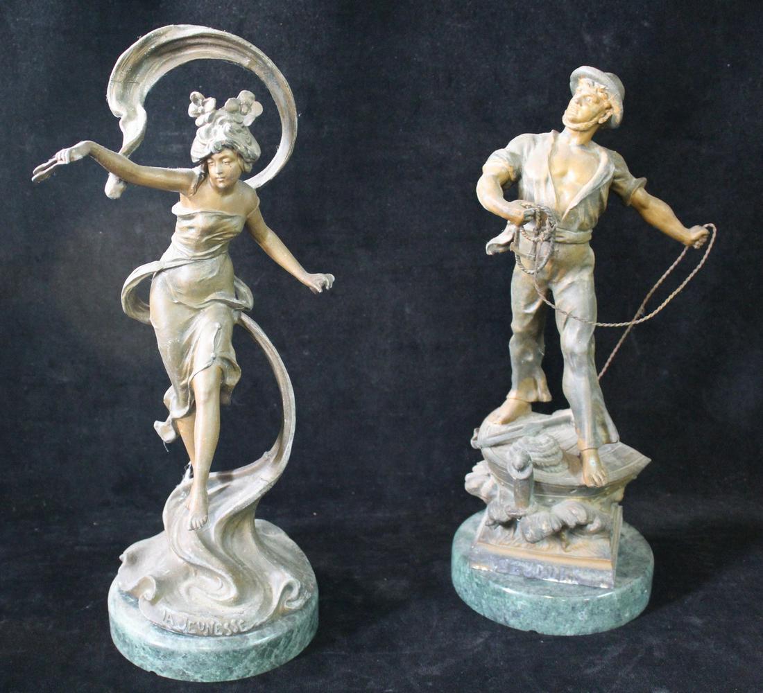 (2) WHITE METAL FIGURES LA JEUNESSE AND SECOURS 16" HIGH (1 of 13)