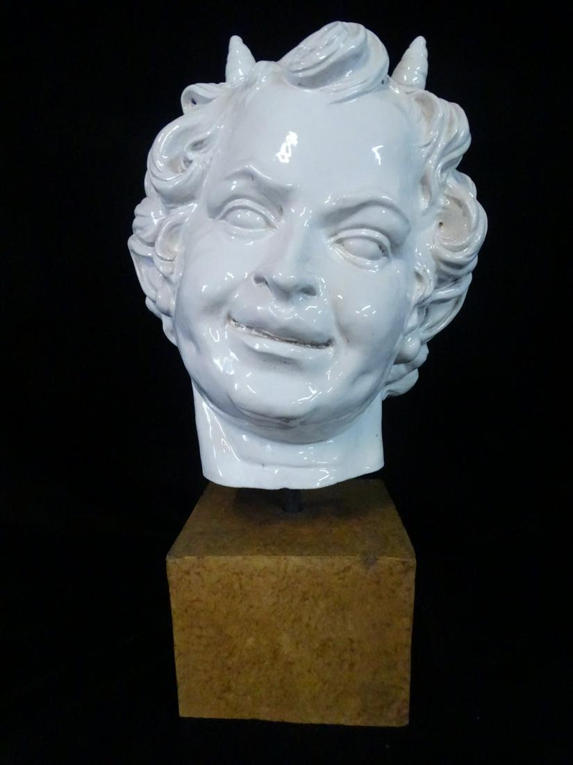 GLAZED TERRACOTTA HEAD "PAN"? 21" HIGH (1 of 9)