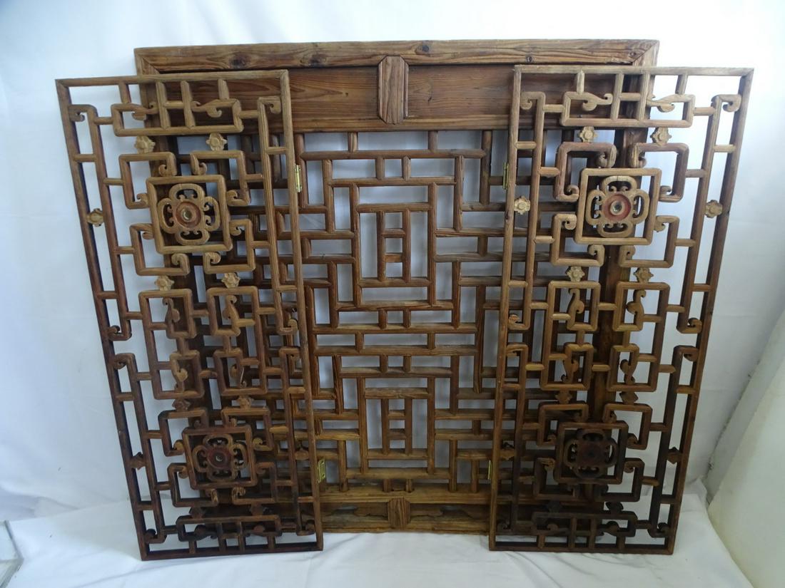 3 RETICULATED CARVED WOOD ASIAN PANELS 44" X 38 3/4" LARGEST (1 of 19)