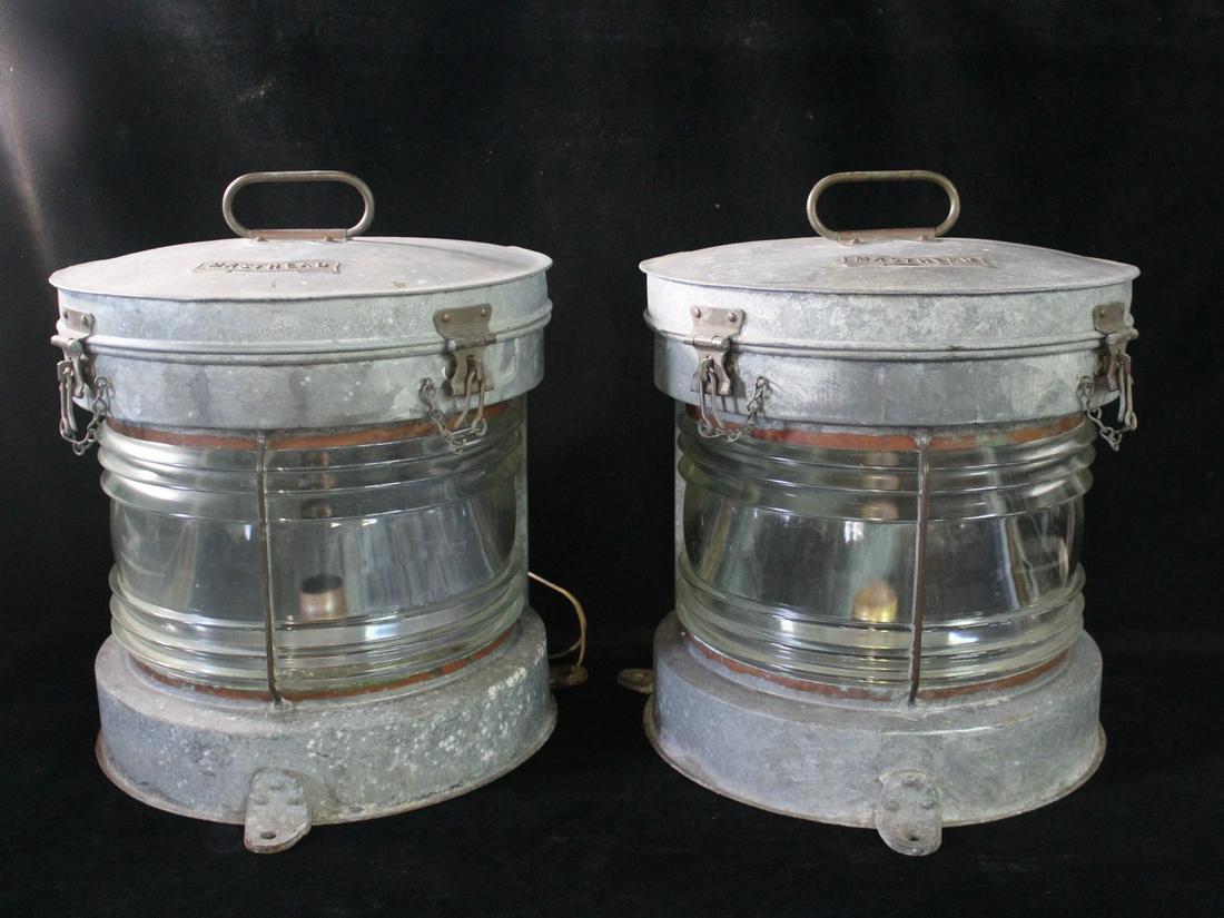 PAIR OF MASTHEAD SHIP LANTERNS 14.5 X 12 X 12 (1 of 13)