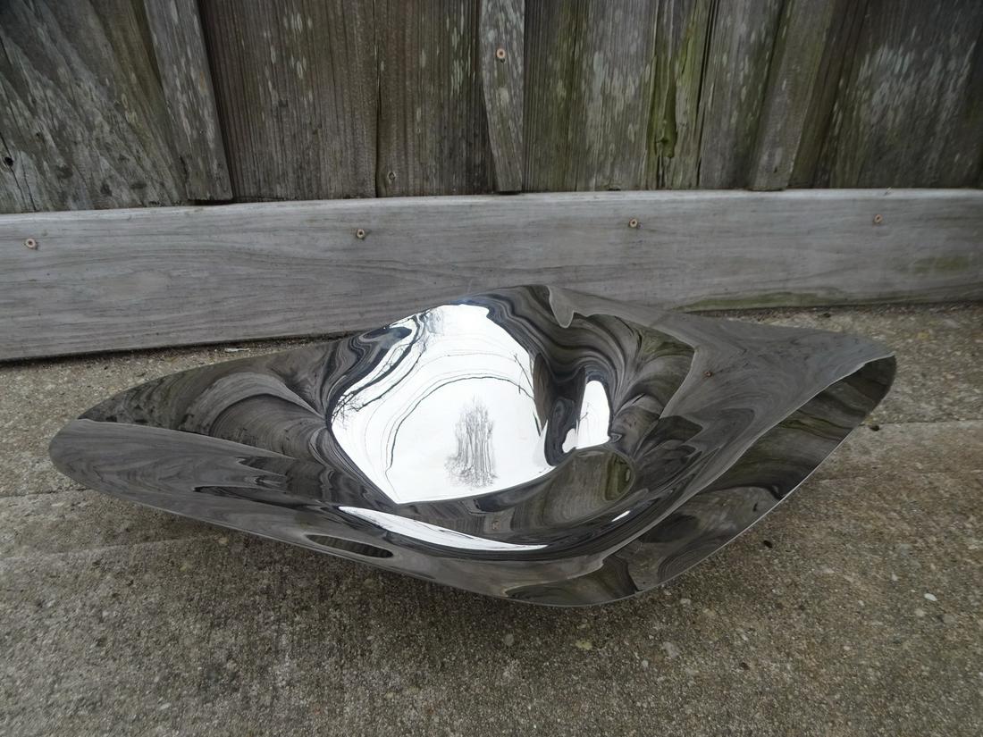 GEORG JENSEN DENMARK STAINLESS STEEL WAVE BOWL 23X12: GEORG JENSEN DENMARK STAINLESS STEEL WAVE BOWL 23X12