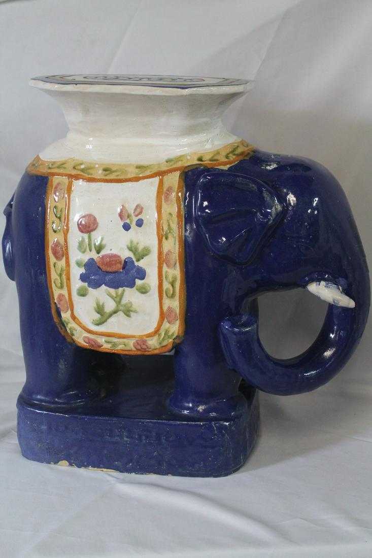 ELEPHANT FIGURAL PORCELAIN GARDEN SEAT 21" X 21" (1 of 11)