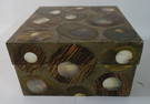 R&Y AUGOUSTI PARIS SHAGREEN & MOTHER OF PEARL INLAID BOX 4.5" X 7.5" X 7.5"