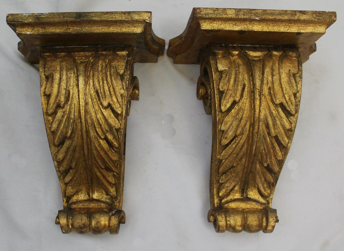 PAIR OF ITALIAN GILT BRACKETS 14 X 9 X 8 (1 of 11)