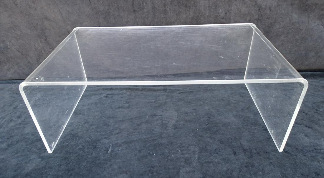 MIDCENTURY WATERFALL LUCITE TABLE (A251) 37" LONG 14" HIGH 28 1/2" WIDE (1 of 8)