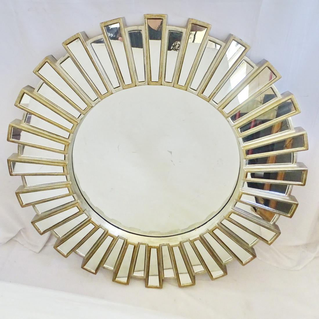 PANELLED & BEVELLED SUNBURST MIRROR 39" DIA. (1 of 11)