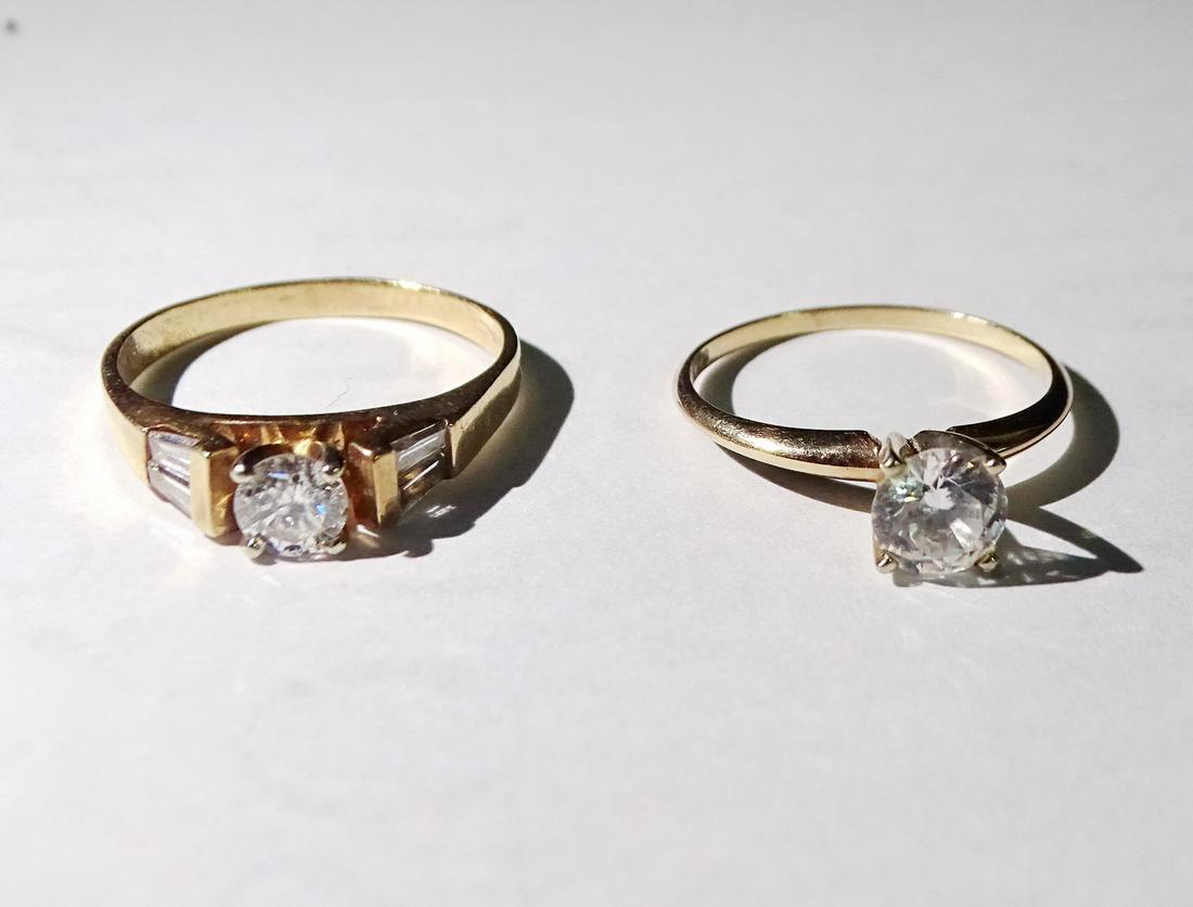 2 DIAMOND RINGS - 1@10K YELLOW GOLD (NARROW BAND), NO MARKING (WIDER BAND) (1 of 7)