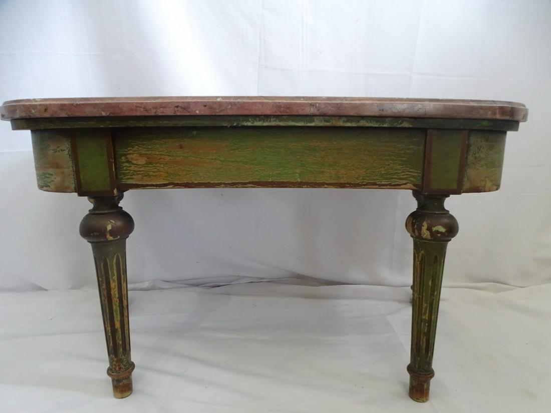 ITALIAN ROUGE MARBLE TOP LOW CONSOLE 17 1/2" X 31 1/2" X 15" (1 of 11)