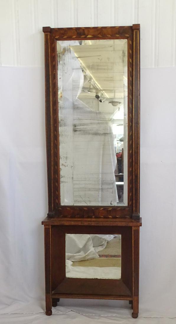 DUTCH MARQUETRY HALL MIRROR 74 X 25.5 X 7.5 (1 of 17)