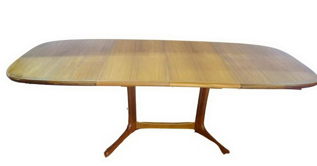 DYRLUND TEAK EXTENDABLE DINING TABLE W/2 STORED LEAVES.  28 1/2" HIGH X 51" LONG X  35" DEEP (LEAVES (1 of 17)