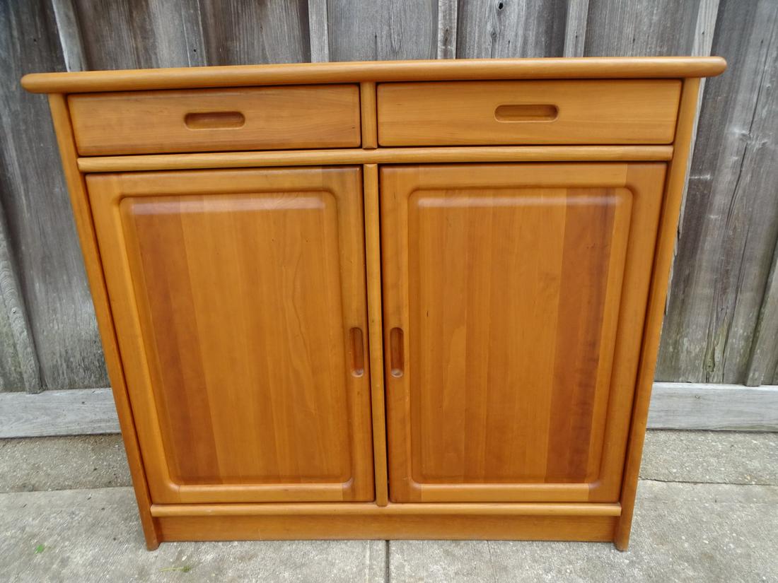 DYRLUND DANISH MODERN 2 DRAWER, 2 DOOR CABINET 38 1/2" X 43 1/2" X 16": DYRLUND DANISH MODERN 2 DRAWER, 2 DOOR CABINET 38 1/2" X 43 1/2" X 16"