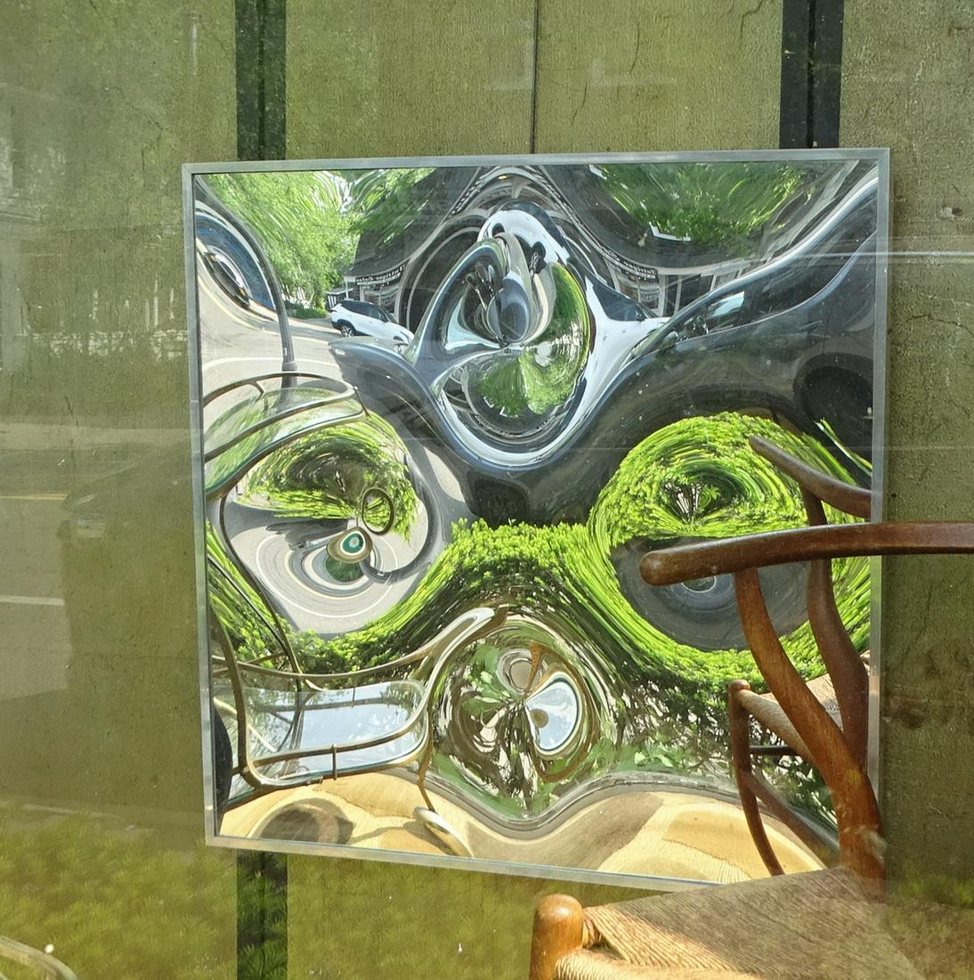 VICTOR BONATO SIGNED OPTIC MIRROR WALL SCULPTURE 28 X 28: VICTOR BONATO SIGNED OPTIC MIRROR WALL SCULPTURE 28 X 28