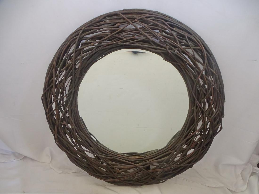 ADIRONDACK TWIG FRAMED CIRCULAR MIRROR, 37" DIA. (1 of 9)