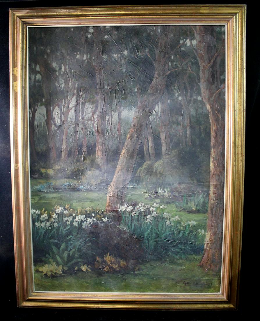 IGOR ZABAL? 1998, OIL ON CANVAS, LANDSCAPE WITH TREES AND FLOWERS 45 X 34 X 2 OVERALL (1 of 7)