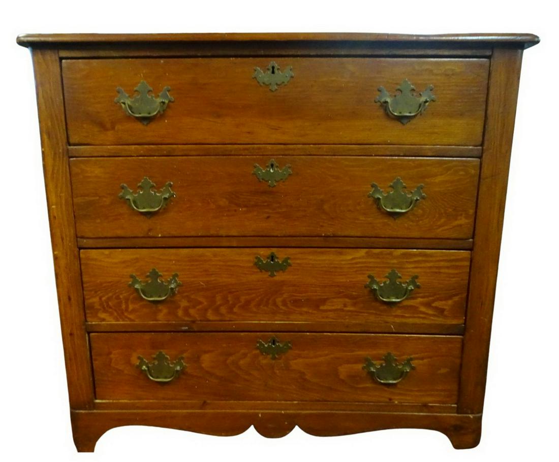 19TH CENTURY PINE 4 DRAWER CHEST 35 1/2" X 38 1/2" X 17" (1 of 14)