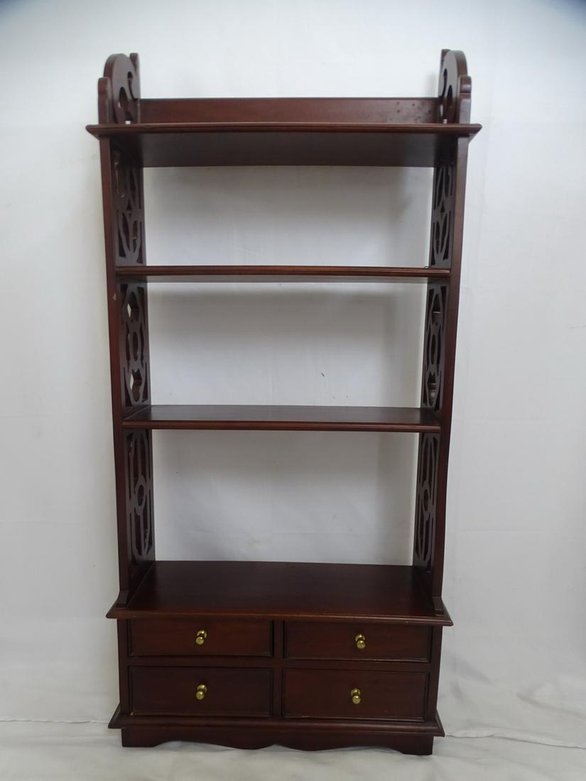 FOUR TIER, FOUR DRAWER MAHOGANY HANGING SHELF 43.5 X 21 X 7.5: FOUR TIER, FOUR DRAWER MAHOGANY HANGING SHELF 43.5 X 21 X 7.5