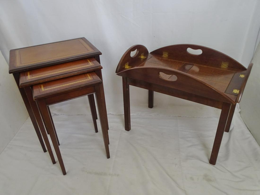 SET OF THREE NESTING TABLES AND BUTLERS TRAY TOP TABLE (1 of 14)