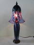 DANIEL LOTTON ART GLASS LAMP, 19"H, FLORAL MOTIF WITH BLUES AND PURPLES