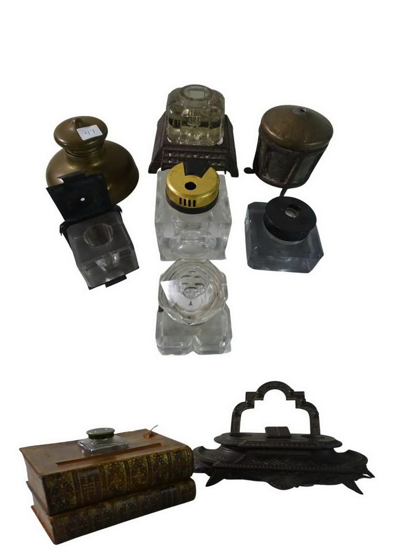 GROUP OF 9 ASSORTED INKWELLS INC..1 BOOK FORM, 1 MUSICAL MOTIF (1 of 20)