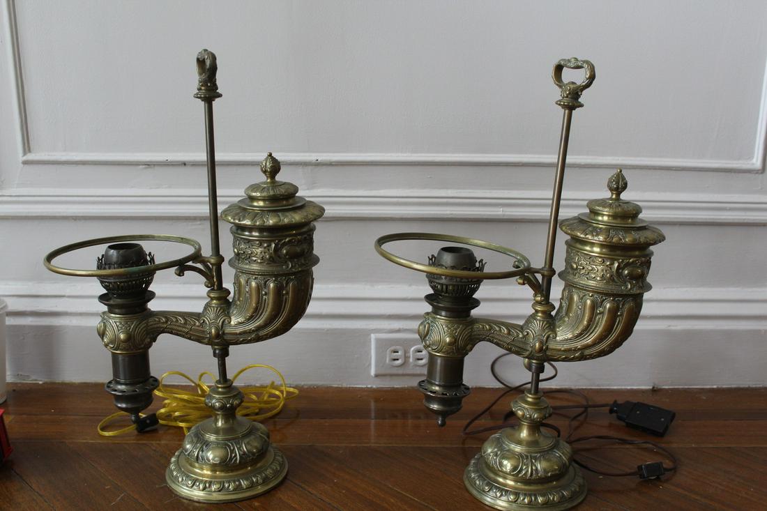 PAIR ANTIQUE BRONZE ARGON LAMPS 22" HIGH (1 of 13)